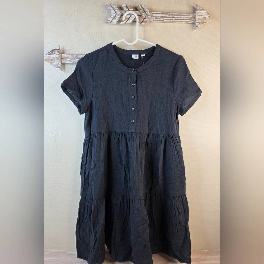 GAP Kids 14/16 Charcoal Black Button-Up Dress